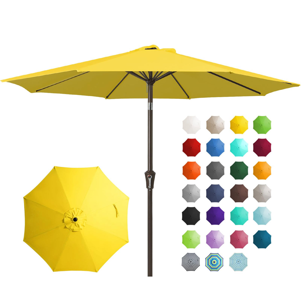 JEAREY 9FT Outdoor Patio Umbrella, Market Umbrella, Dark Blue | Outdoor Table Umbrellas with 8 Sturdy, Tilt & Crank UV Protection Waterproof for Garden, Deck, Backyard, Pool