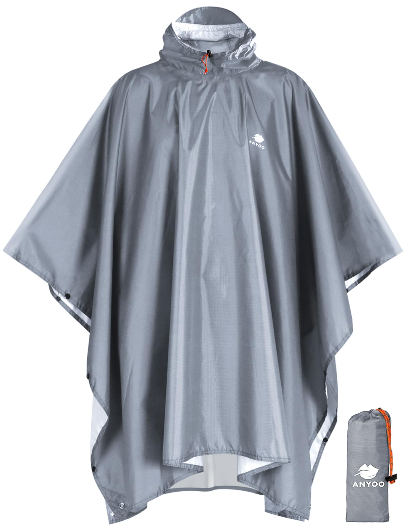 ANYOO Hooded Rain Poncho for Adult Waterproof Lightweight Raincoat | Reusable Rain Jacket for Men Women Portable Pouch & Packable Design,Emergency Travel Rain Ponchos for Outdoor Hiking Camping