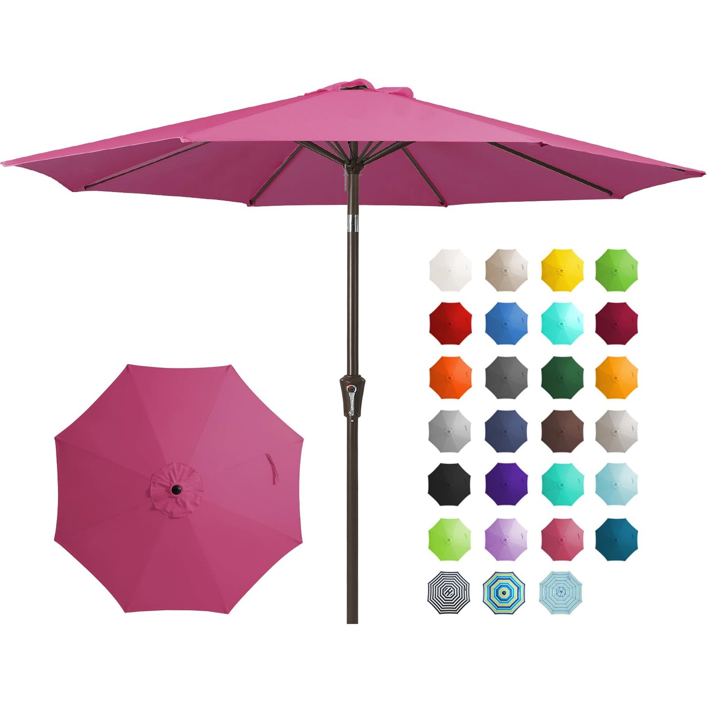JEAREY 9FT Outdoor Patio Umbrella, Market Umbrella, Dark Blue | Outdoor Table Umbrellas with 8 Sturdy, Tilt & Crank UV Protection Waterproof for Garden, Deck, Backyard, Pool