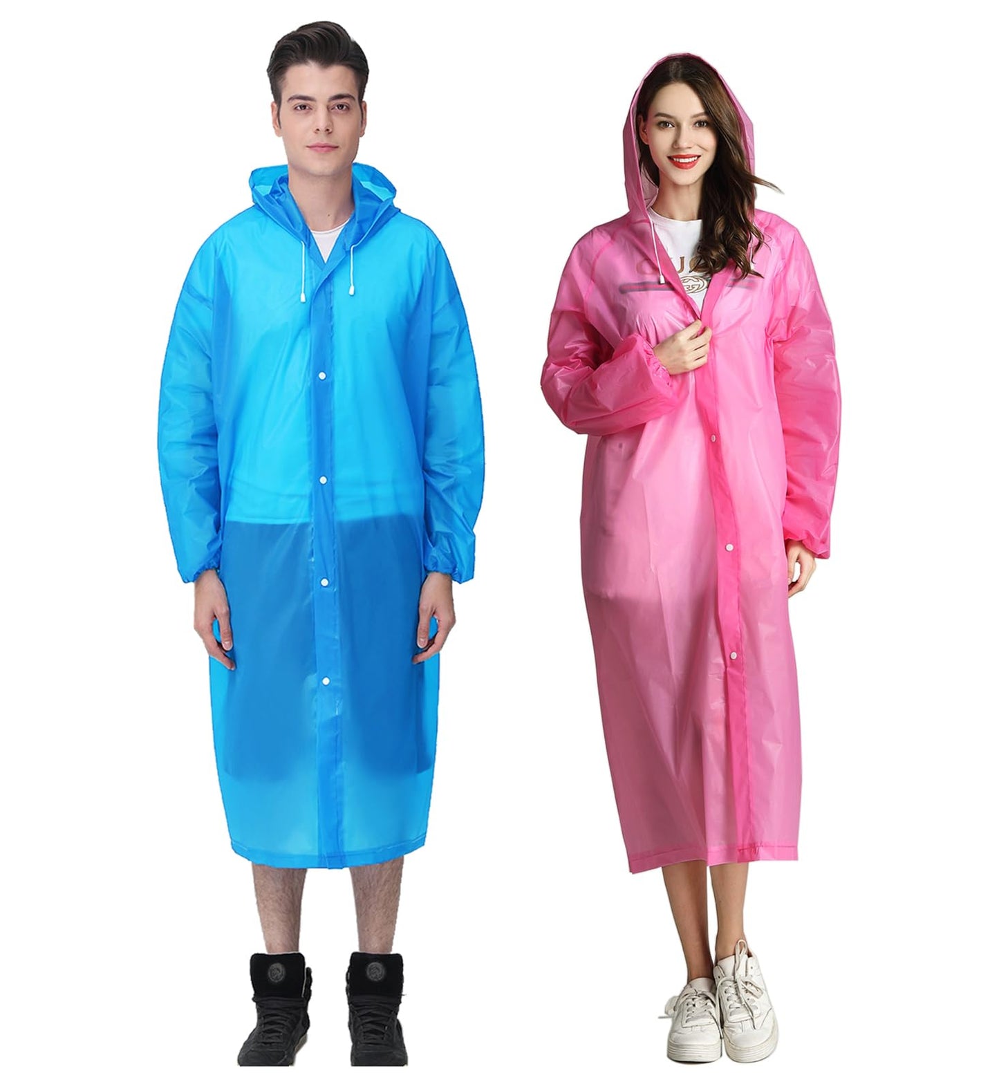 HLKZONE Raincoat, 2 Pack Rain Ponchos for Adults Travel Rain Jacket Packable Rain Coats for Women with Drawstring Hood