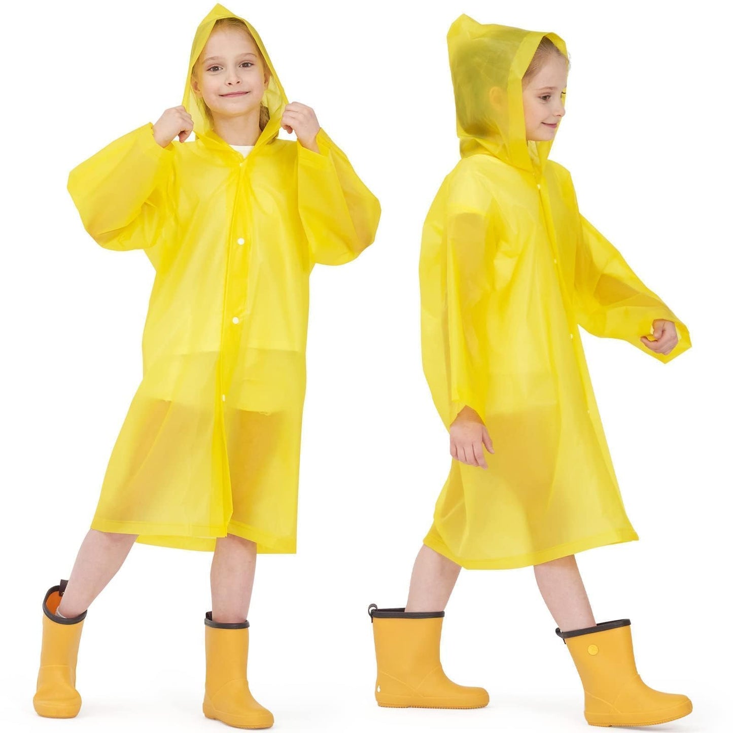 Opret 2 Pack Raincoats for Kids, Reusable Rain Ponchos with Hood and Sleeves Waterproof Rain Coats for Boys and Girls