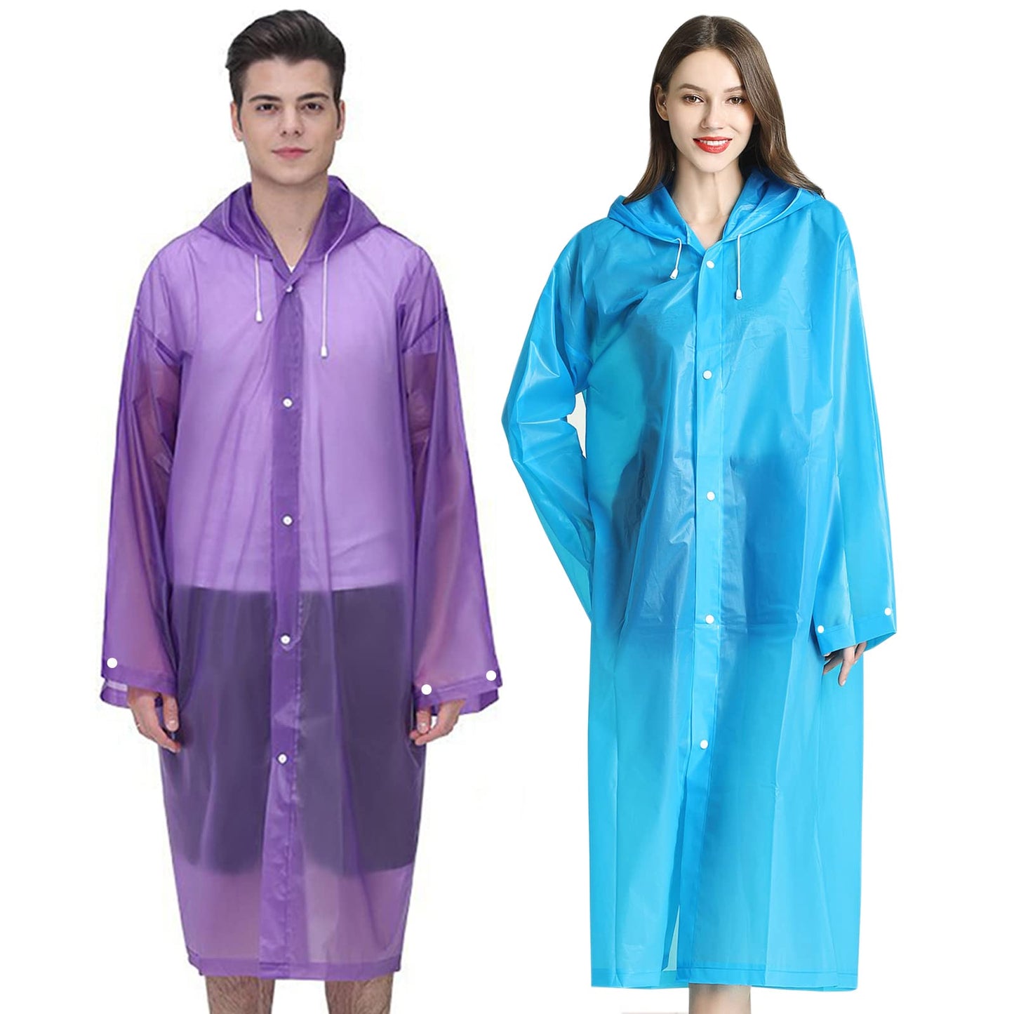 Rain Ponchos Raincoats for Adults Women Men, Reusable 2 Pack Rain Jacket Coats with Hood for Family Disney Camping Hiking