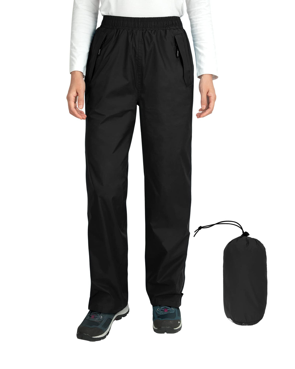 Outdoor Ventures Women's Rain Pants Packable Waterproof Hiking Pants | Windproof Breathable Outdoor Rain Over Pants, Fully Seams Taped, Mesh lining, for Golf, Work,Zipper Pockets
