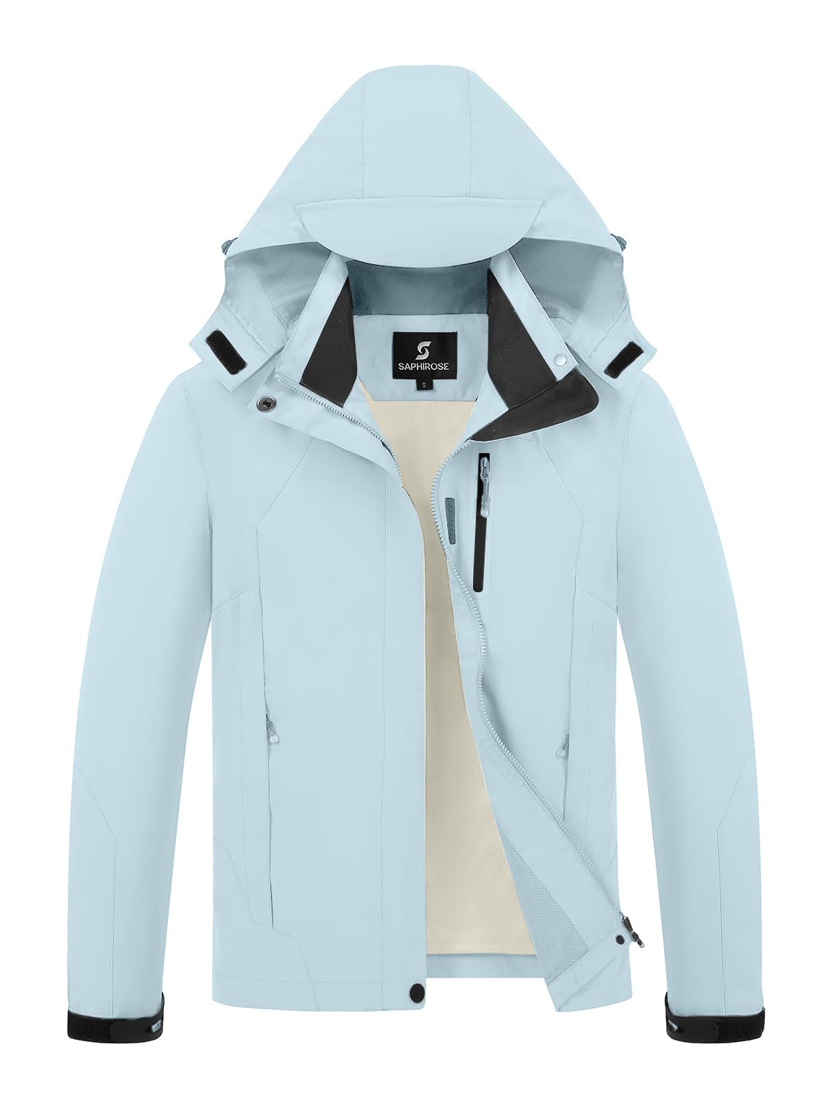 Womens Waterproof Rain jacket Lightweight Raincoat with Removable Hood | rain coat, windbreaker, breathable, 4 zip pockets, velcro cuffs, 2-way storm flap, mesh lining, active outdoor, camping