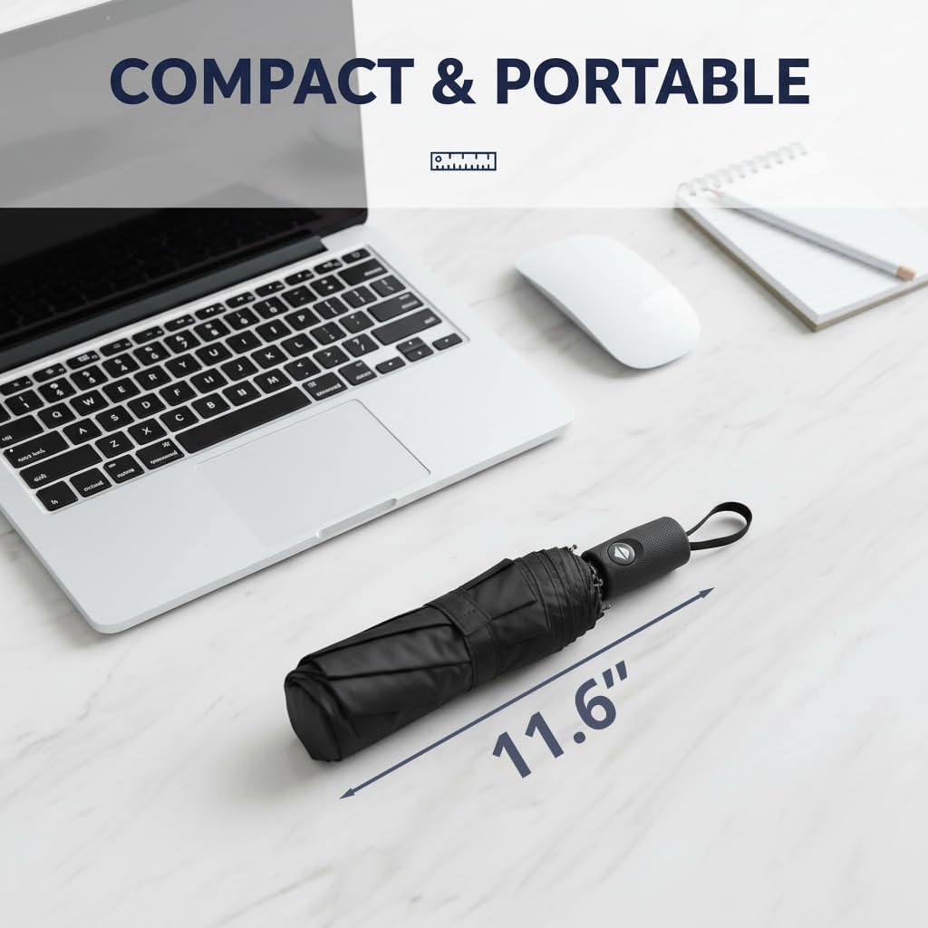 Mr. Pen- Windproof Travel Umbrella, Small Water-Resistant Automatic Folding Umbrella for Rain and Sun, Light, Compact and Portable for Women & Men, Fits Car & Backpack