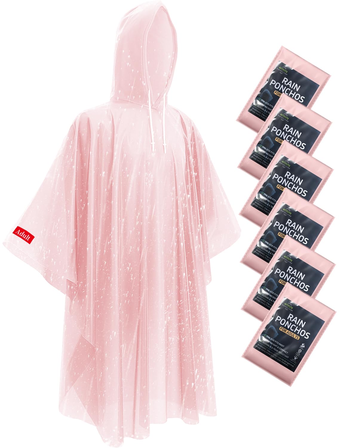 Hitituto Rain Ponchos for Adults - Extra Long Emergency Poncho with Hood, 6/12/24 Family Pack Raincoat, Home Survival Kits