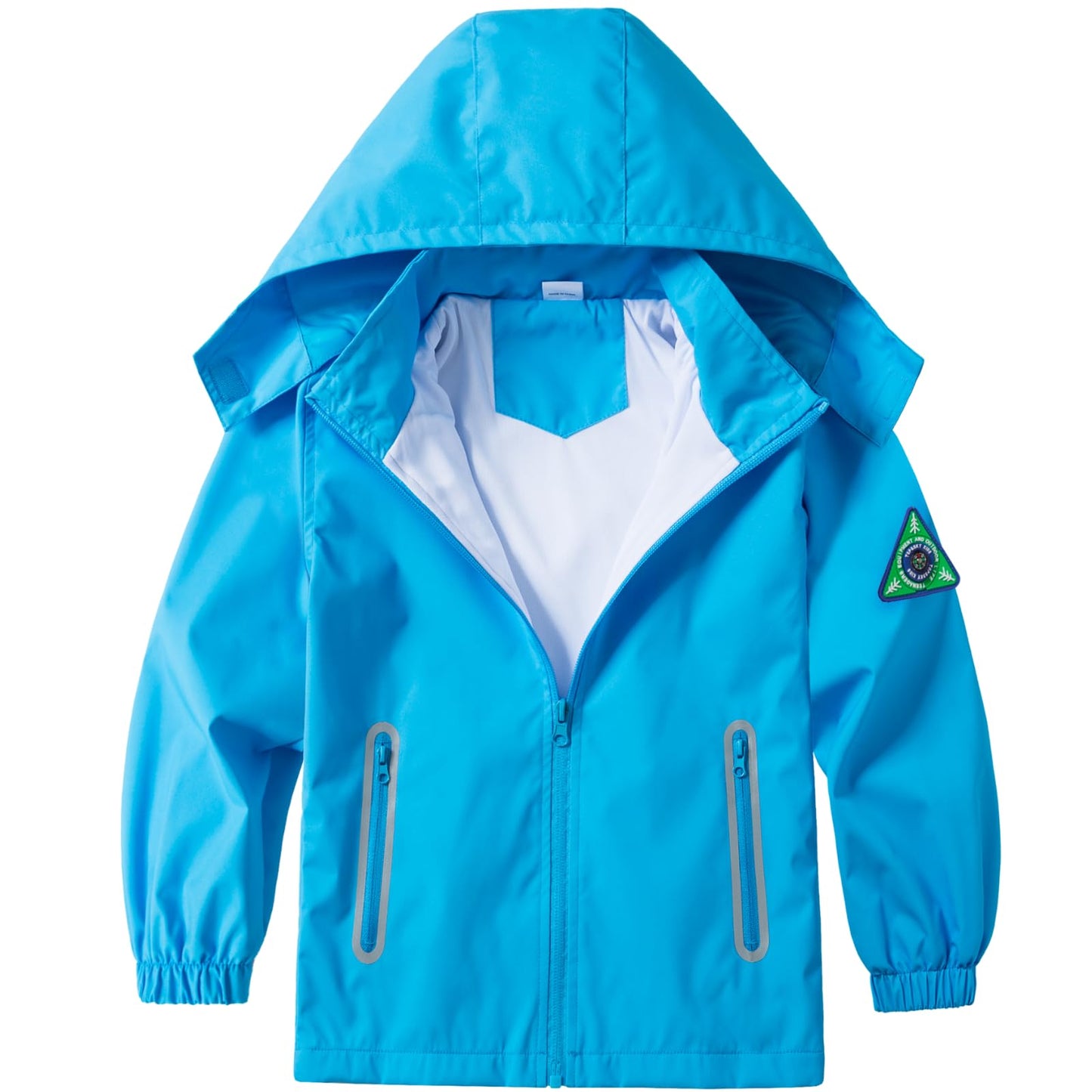 Boys Rain Jacket with Detachable Hood Lightweight Raincoats for Kids