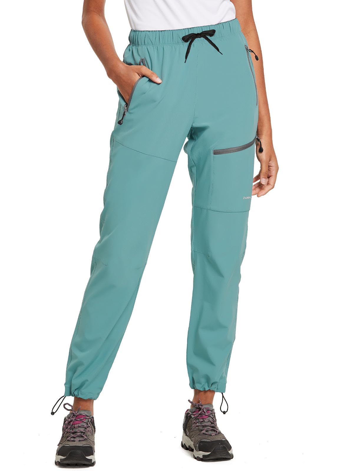 baleaf Women's Hiking Pants Quick Dry Lightweight Water Resistant Elastic Waist Cargo Pants for All Seasons | Petite/Reguar/Tall sizing,Zip Pockets, Water Resistant,breathable Cargo Pants for Travel Camping
