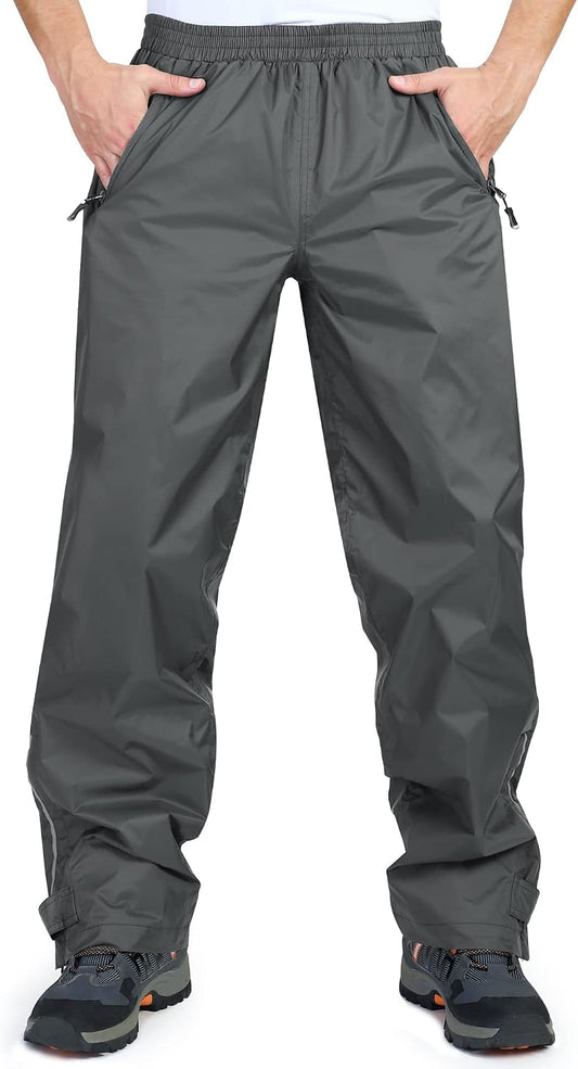 33,000ft Men's Rain Pants, Waterproof Rain Over Pants, Windproof Outdoor Pants for Hiking, Fishing