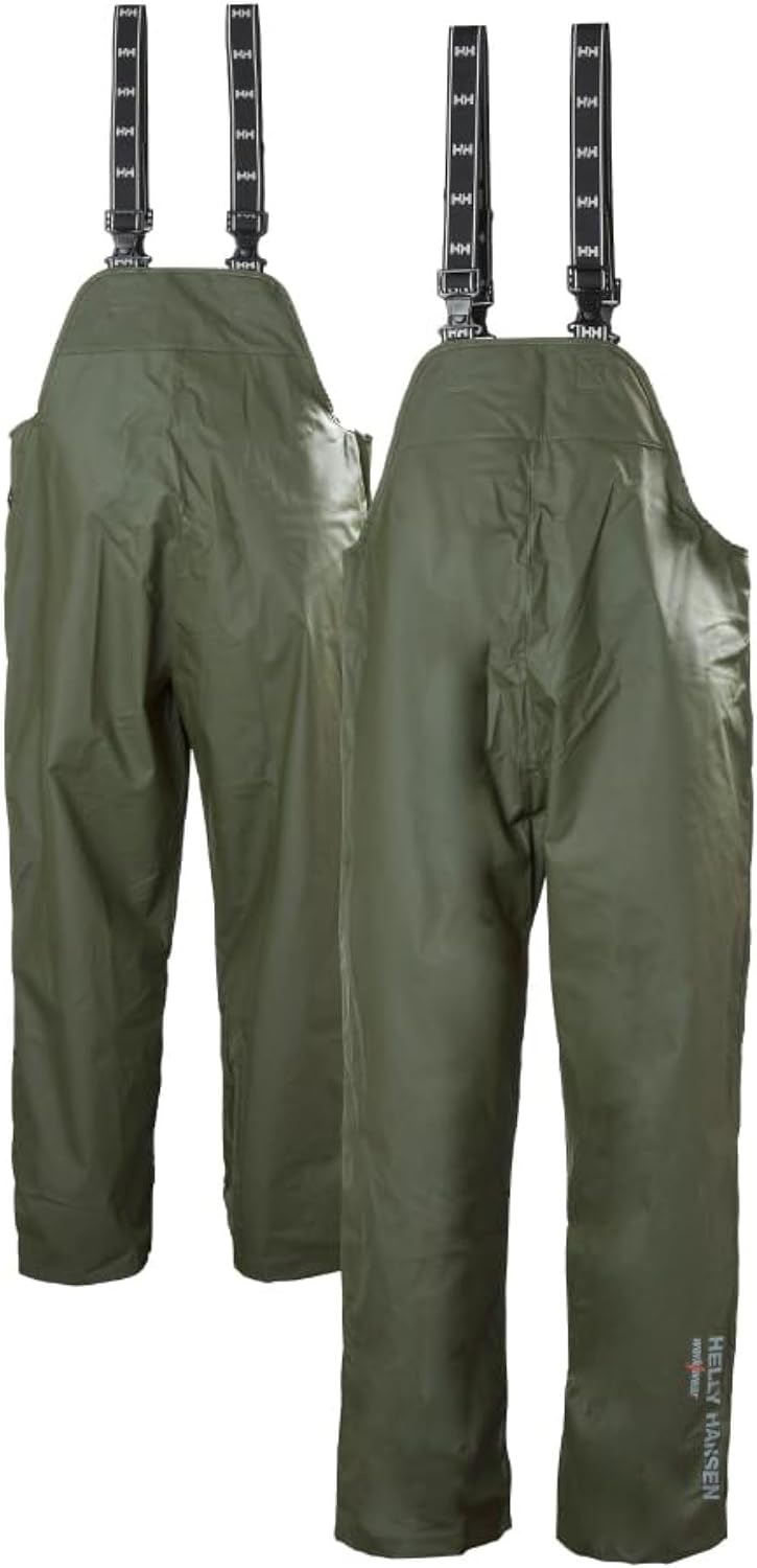 Helly Hansen Mandal Waterproof Bib Overalls for Men, Fishing Pants | Zippered Chest Pocket, Straight-Cut Legs, Elastic Suspenders, Work Bibs for Men, Heavy Duty Rain Gear, Bib Overalls Men