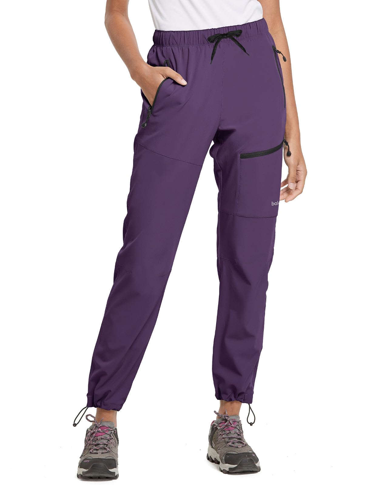 baleaf Women's Hiking Pants Quick Dry Lightweight Water Resistant Elastic Waist Cargo Pants for All Seasons | Petite/Reguar/Tall sizing,Zip Pockets, Water Resistant,breathable Cargo Pants for Travel Camping