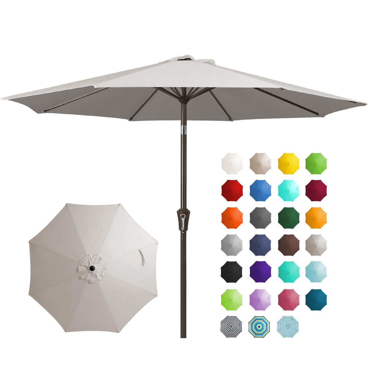 JEAREY 9FT Outdoor Patio Umbrella, Market Umbrella, Dark Blue | Outdoor Table Umbrellas with 8 Sturdy, Tilt & Crank UV Protection Waterproof for Garden, Deck, Backyard, Pool