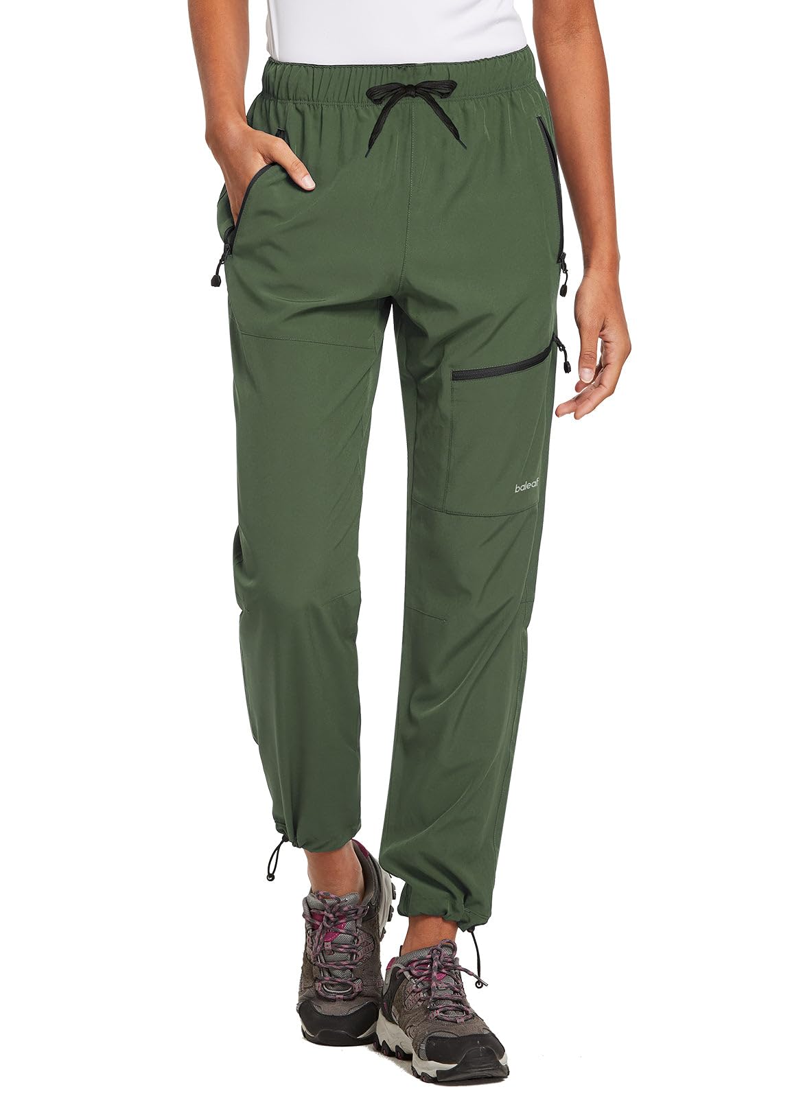 baleaf Women's Hiking Pants Quick Dry Lightweight Water Resistant Elastic Waist Cargo Pants for All Seasons | Petite/Reguar/Tall sizing,Zip Pockets, Water Resistant,breathable Cargo Pants for Travel Camping