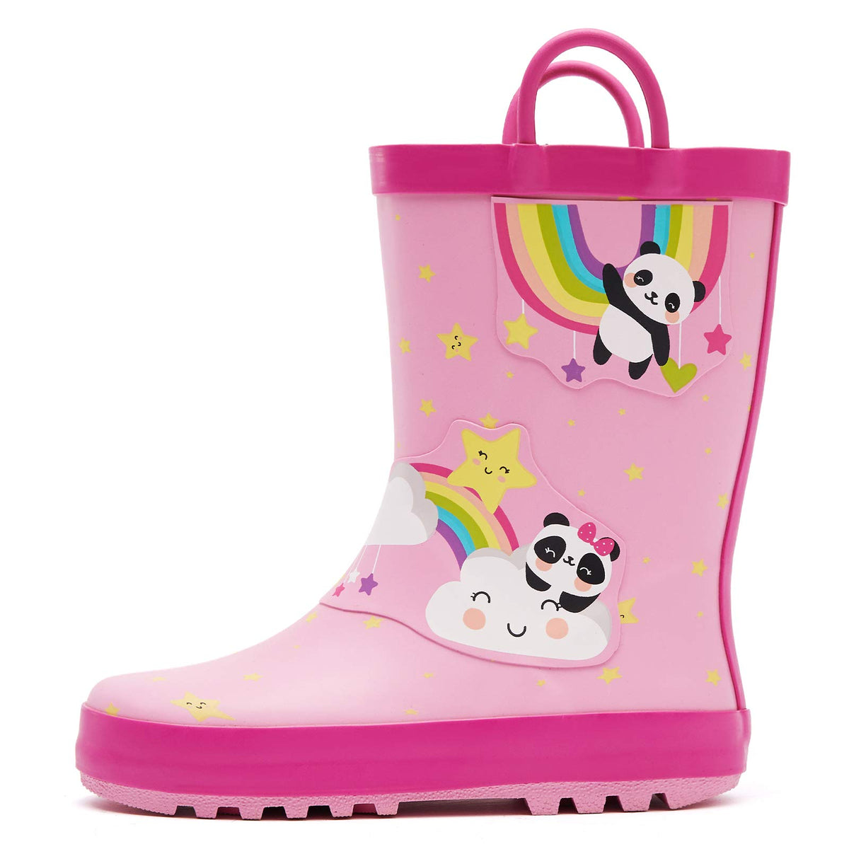 Kids Rain Boots Waterproof Printed Rubber boots with Handles | Slip on, Double Handles,Slip Resistant