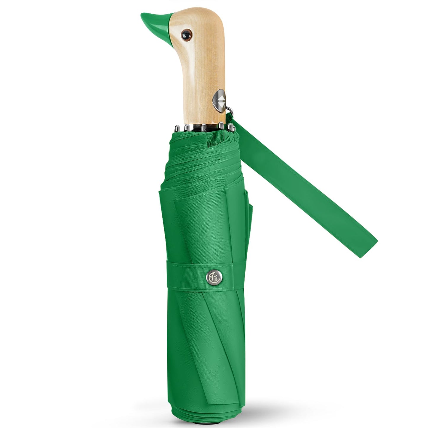 Duck Umbrella Cute Automatic Travel Size Compact Folding for Adults | Automatic duck wooden handle,Fit in handbag/backpack/suitcase,ideal gifts for women and kids