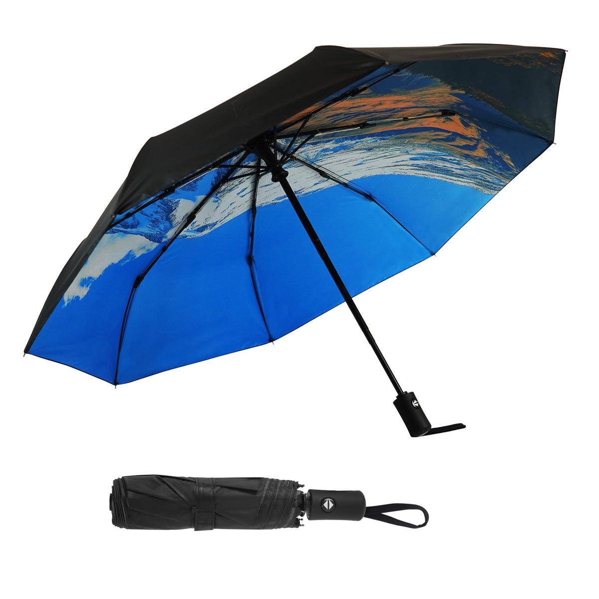 SY COMPACT Travel Umbrella - Windproof Automatic Compact Umbrellas for Rain | Small & Portable, UV Sun Protection, 11" Folded Travel Size, Fits in Backpack & Car, for Walking & Commutes, Factory Direct