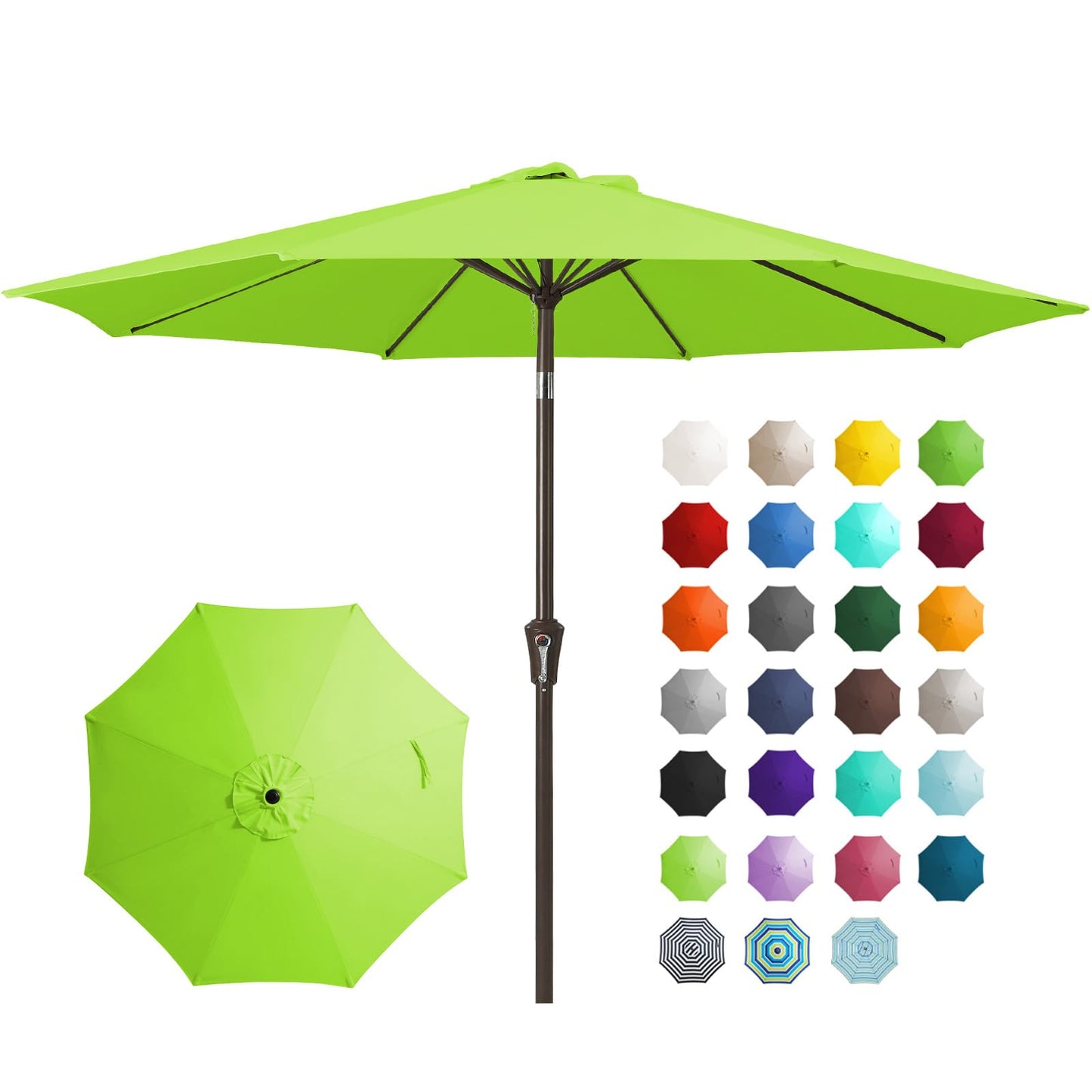 JEAREY 9FT Outdoor Patio Umbrella, Market Umbrella, Dark Blue | Outdoor Table Umbrellas with 8 Sturdy, Tilt & Crank UV Protection Waterproof for Garden, Deck, Backyard, Pool