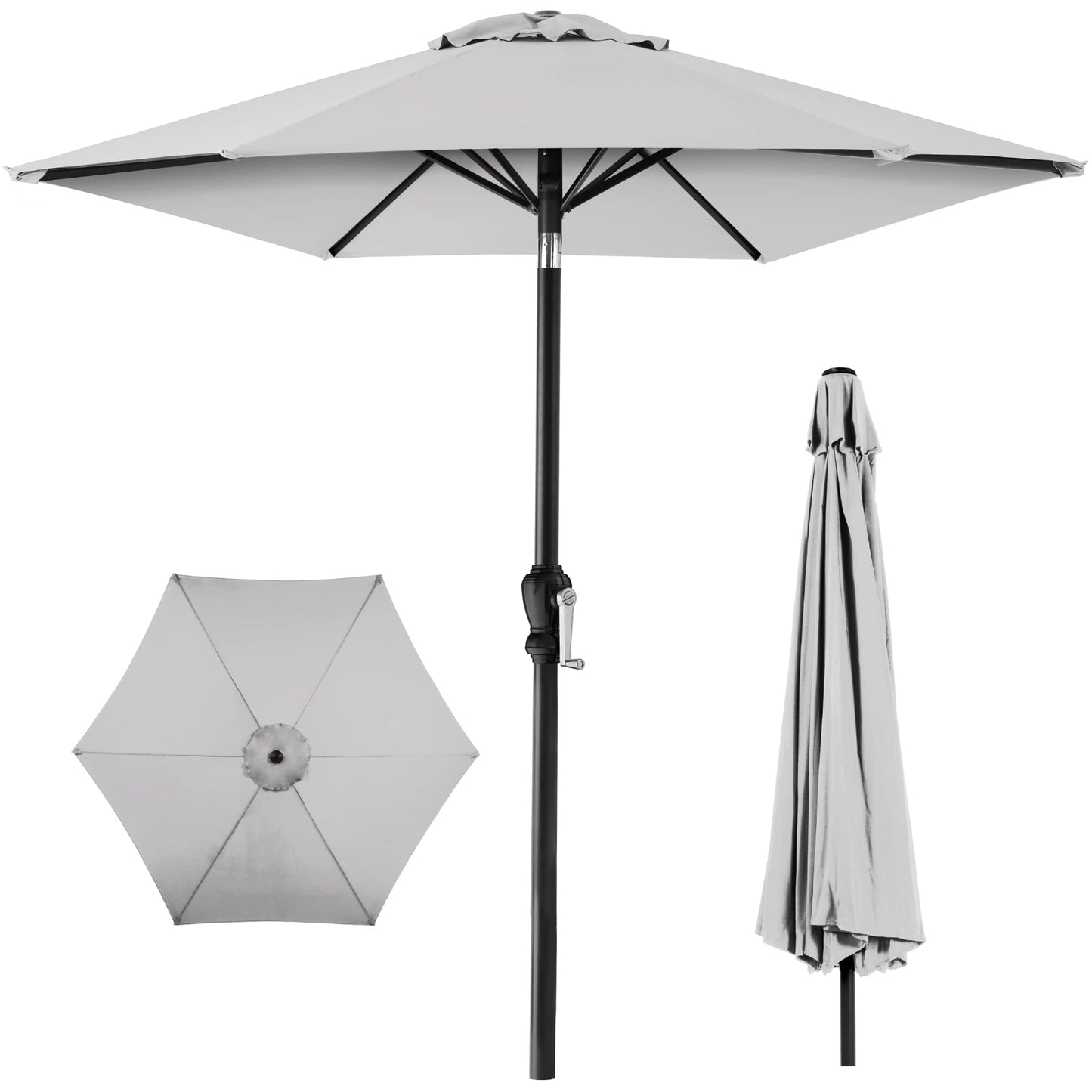 Best Choice Products 10ft Outdoor Patio Umbrella, Outdoor Table Umbrella, Yard Umbrella, Market Umbrella with 6 Sturdy Ribs, Push Button, Tilt and Crank - Sand