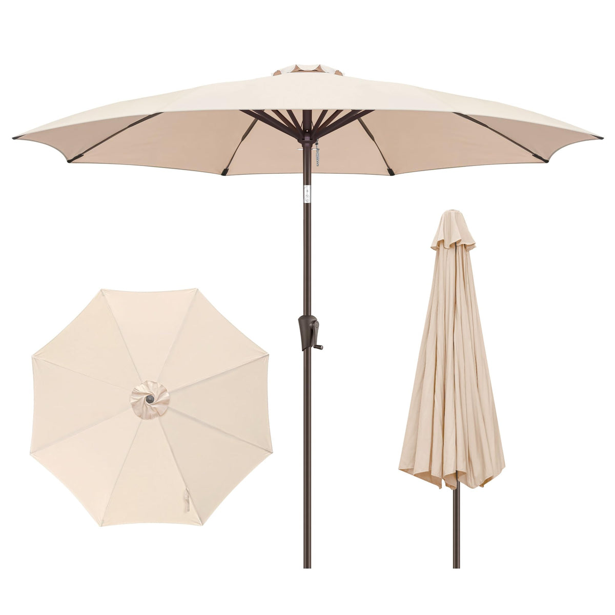 Patio Umbrella Rectangular with Button Tilt, 6.5 x 10ft Ivory | Waterproof UV Protection, Rectangle Porch Deck Umbrella for Pool, Table, Garden, Backyard, Provides Shade