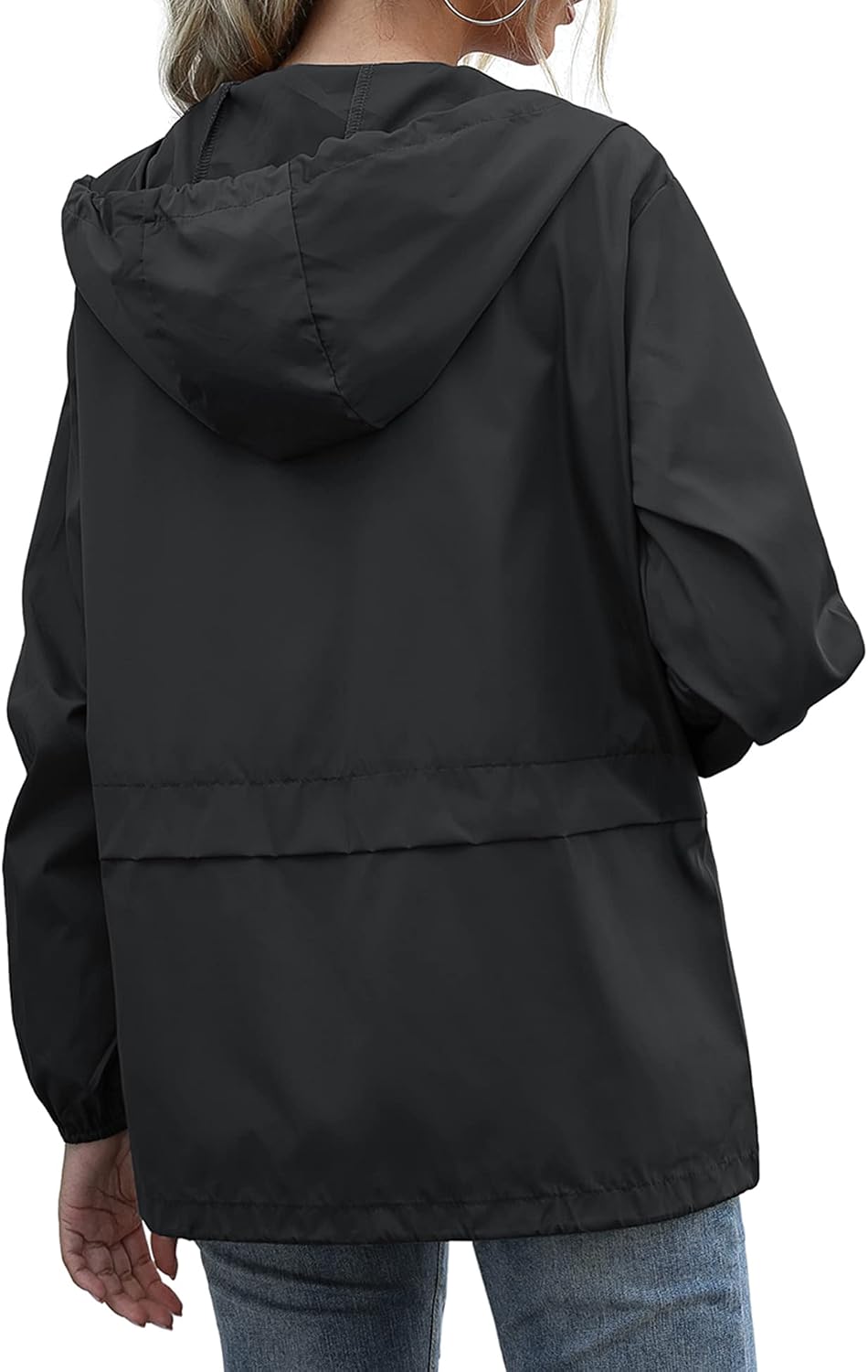Women's Waterproof Raincoat Lightweight Rain Jacket Hooded Windbreaker with Pockets for Outdoor
