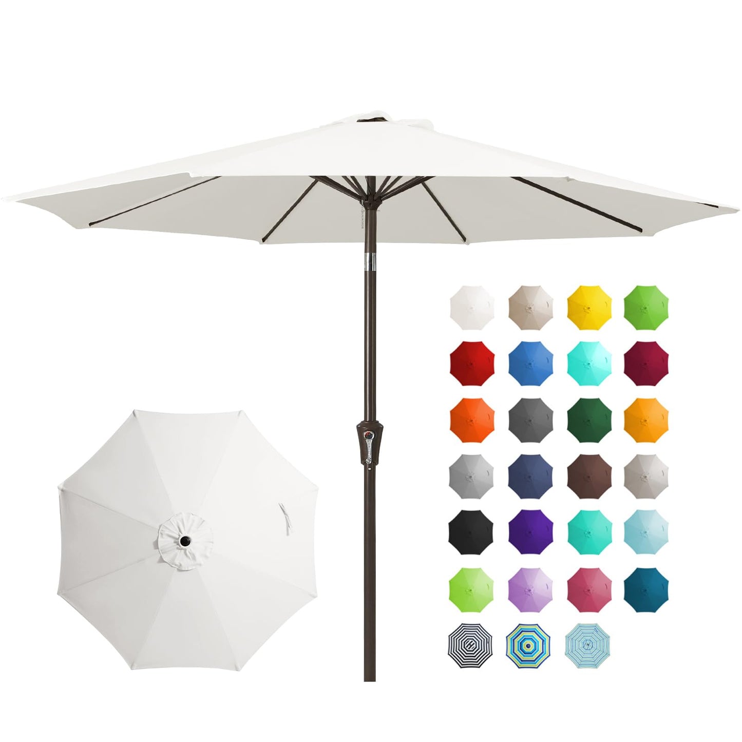 JEAREY 9FT Outdoor Patio Umbrella, Market Umbrella, Dark Blue | Outdoor Table Umbrellas with 8 Sturdy, Tilt & Crank UV Protection Waterproof for Garden, Deck, Backyard, Pool