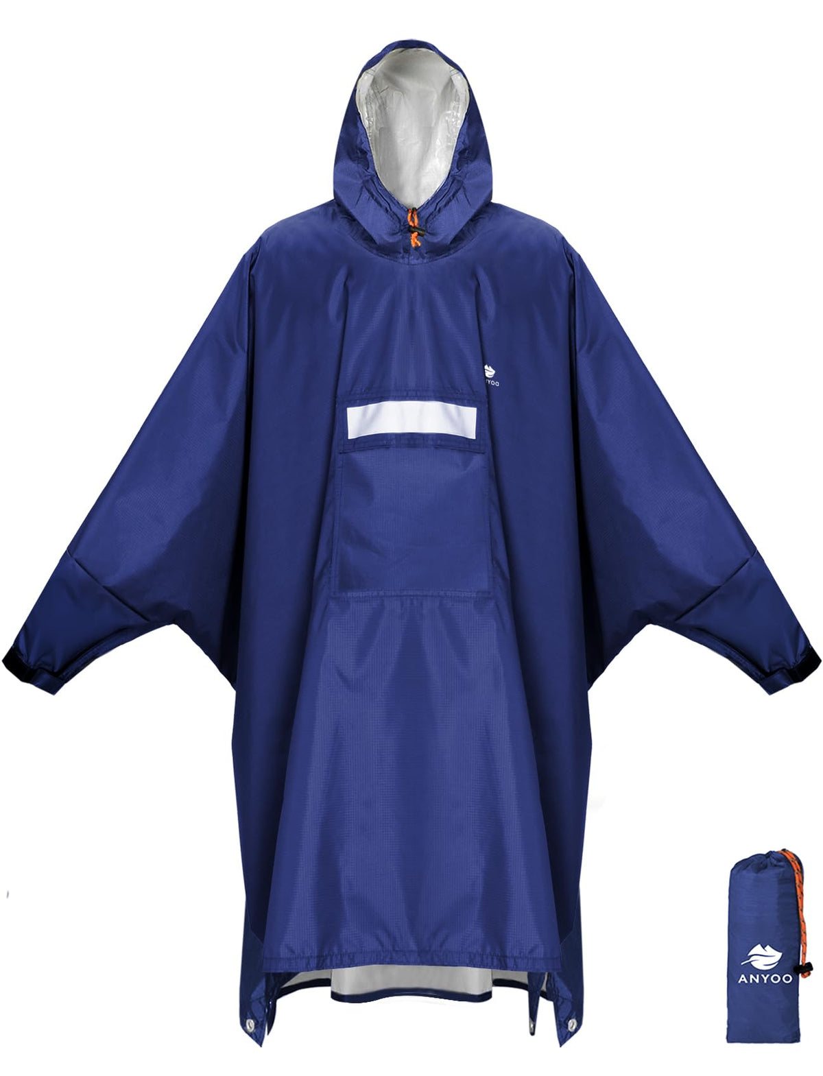ANYOO Hooded Rain Poncho for Adult Waterproof Lightweight Raincoat | Reusable Rain Jacket for Men Women Portable Pouch & Packable Design,Emergency Travel Rain Ponchos for Outdoor Hiking Camping