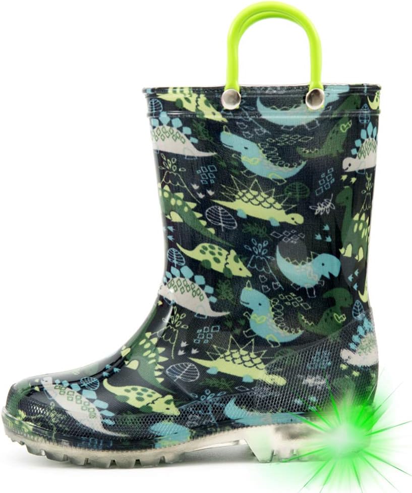 HugRain Light Up Rain Boots for Little Kids