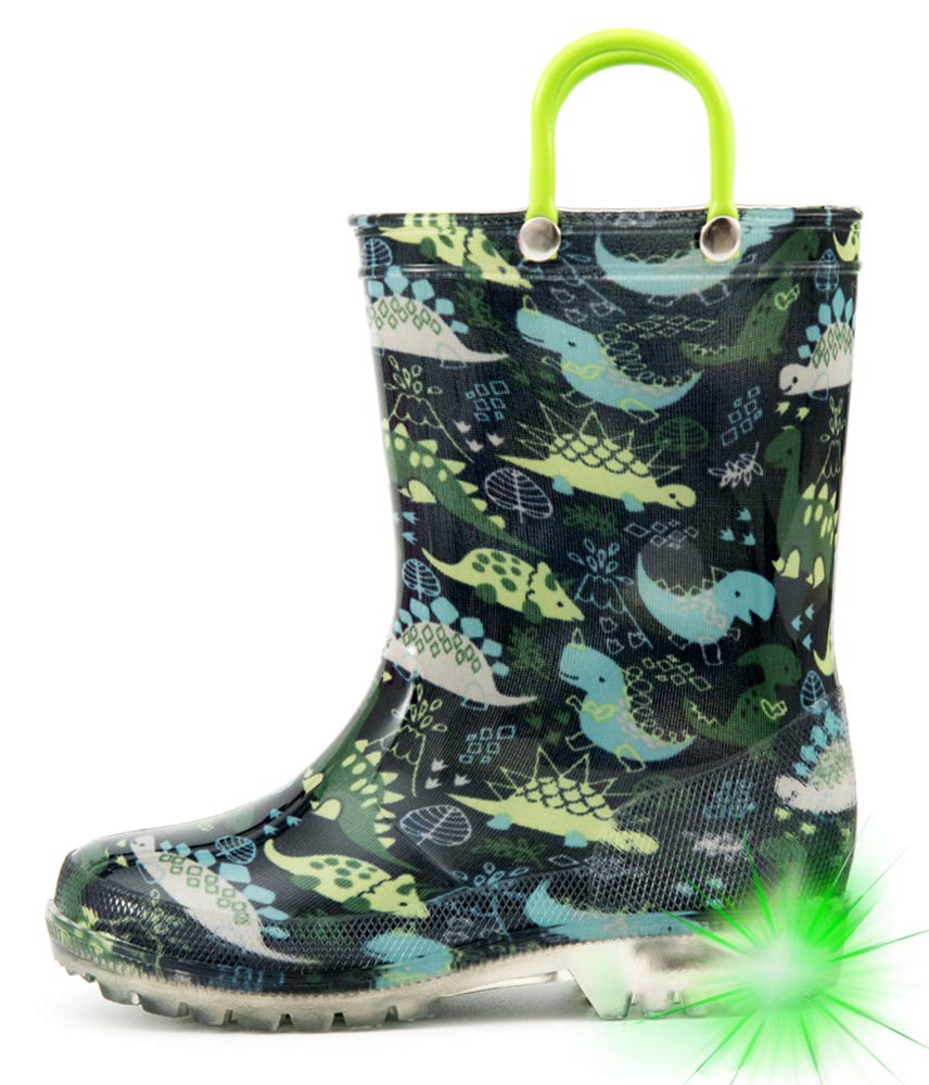 HugRain Light Up Rain Boots for Little Kids