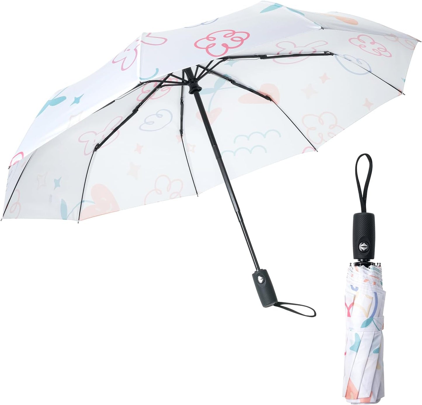 Mr. Pen- Windproof Travel Umbrella, Small Water-Resistant Automatic Folding Umbrella for Rain and Sun, Light, Compact and Portable for Women & Men, Fits Car & Backpack