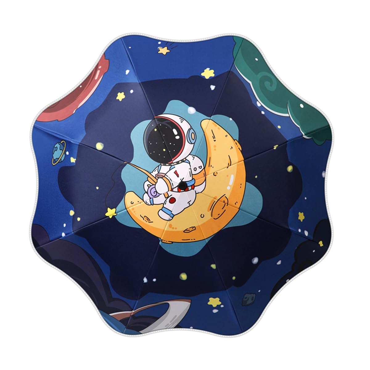 Rounded Corner Folding Umbrella Anti-UV Compact Durable Umbrella Auto Open/Close Lightweight Backpack Cute Cartoon Umbrella for Girls & Boys
