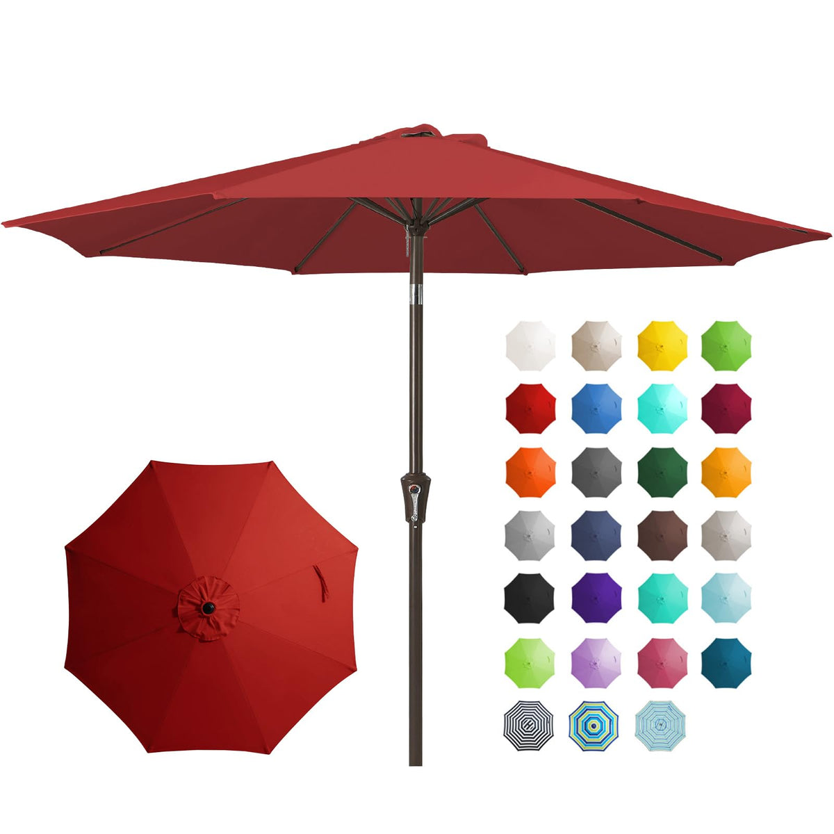 JEAREY 9FT Outdoor Patio Umbrella, Market Umbrella, Dark Blue | Outdoor Table Umbrellas with 8 Sturdy, Tilt & Crank UV Protection Waterproof for Garden, Deck, Backyard, Pool