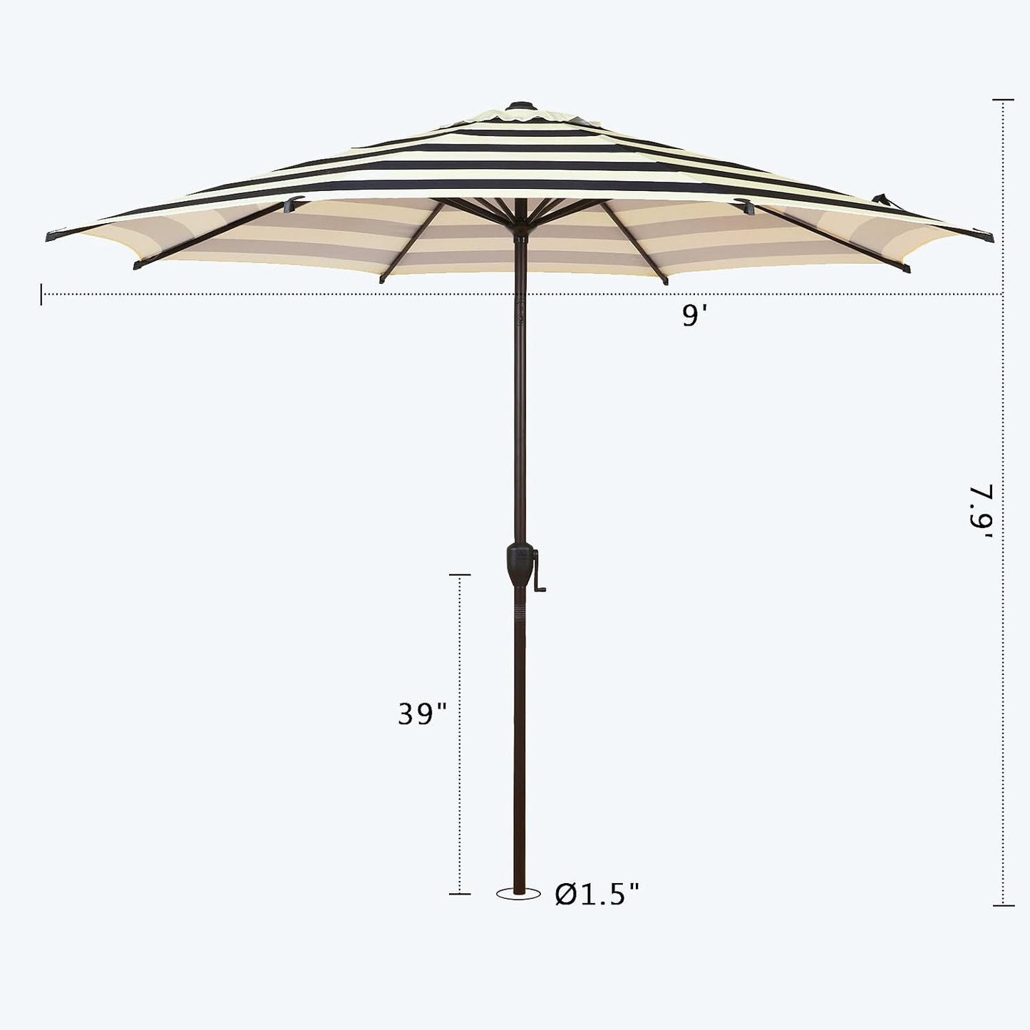 Abba Patio 9FT Lyon Outdoor Patio Umbrella Outdoor Table Umbrella with Push Button Tilt and Crank Market Umbrella 8 Sturdy Ribs UV Protection Waterproof for Garden Deck Backyard Pool, Black & Ivory