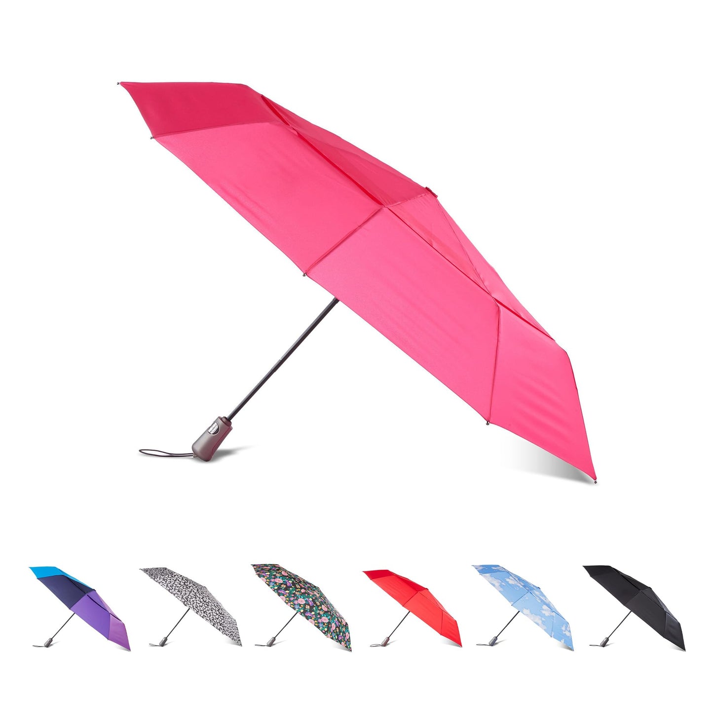 Totes Auto Open/Close Windproof Ultimate Compact Umbrella with UV and Water Repellent Protection