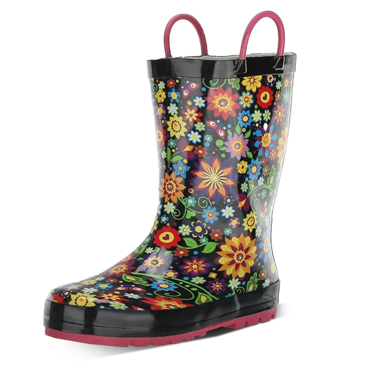 Western Chief Boys Waterproof Printed Rain Boot with Easy Pull On Handles