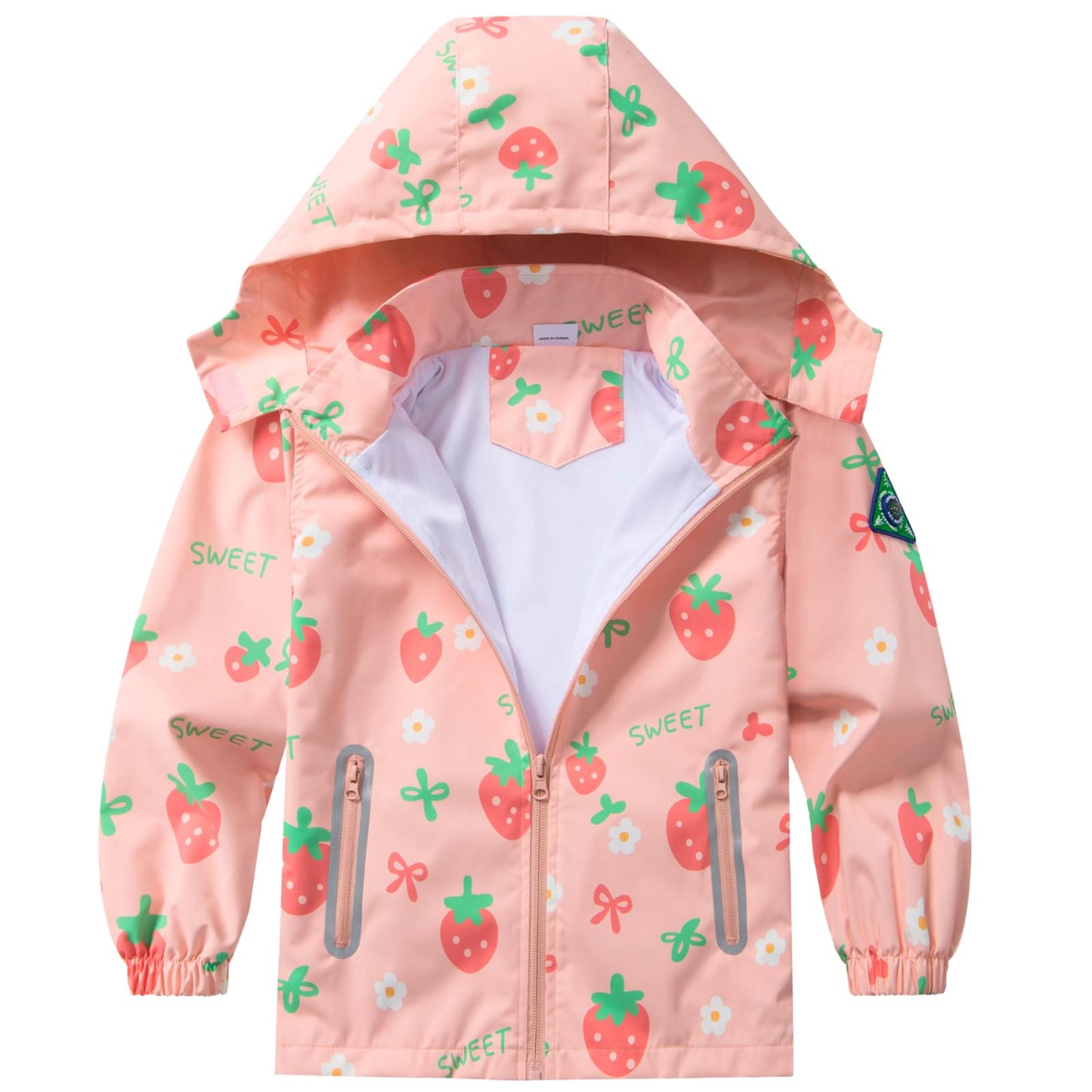 Boys Rain Jacket with Detachable Hood Lightweight Raincoats for Kids