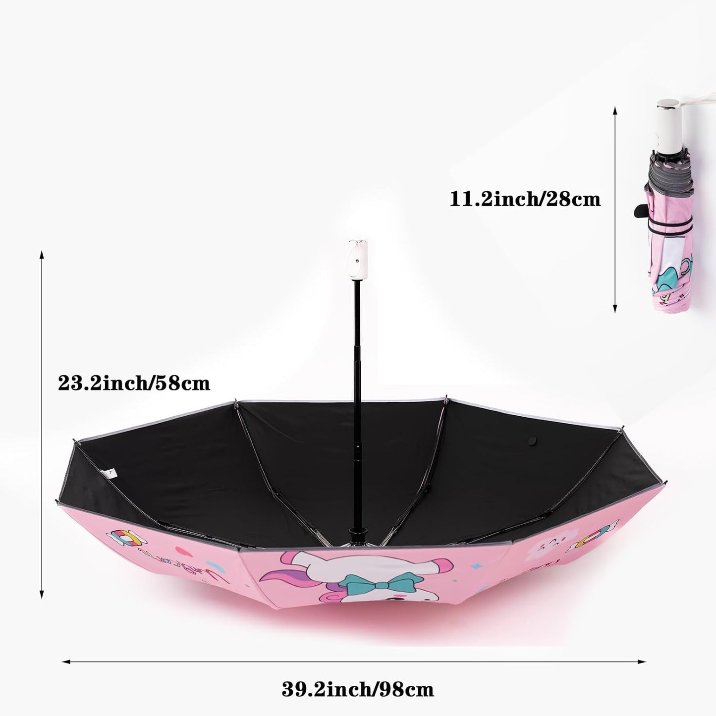 Afkengung Kids Automatic Folding Umbrella Digital Cartoon Printing UV Resistant Anti-rebound Design Safer Umbrella Compact Windproof for Kids Girls #2