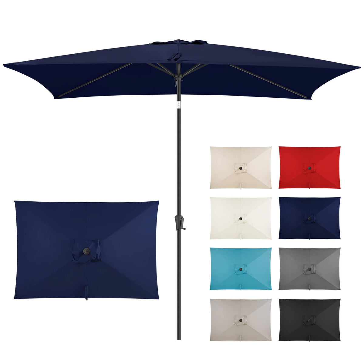 Patio Umbrella Rectangular with Button Tilt, 6.5 x 10ft Ivory | Waterproof UV Protection, Rectangle Porch Deck Umbrella for Pool, Table, Garden, Backyard, Provides Shade