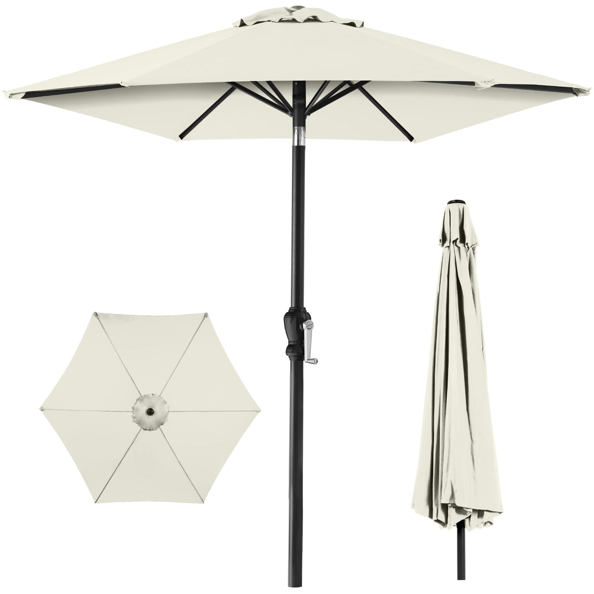 Best Choice Products 10ft Outdoor Patio Umbrella, Outdoor Table Umbrella, Yard Umbrella, Market Umbrella with 6 Sturdy Ribs, Push Button, Tilt and Crank - Sand