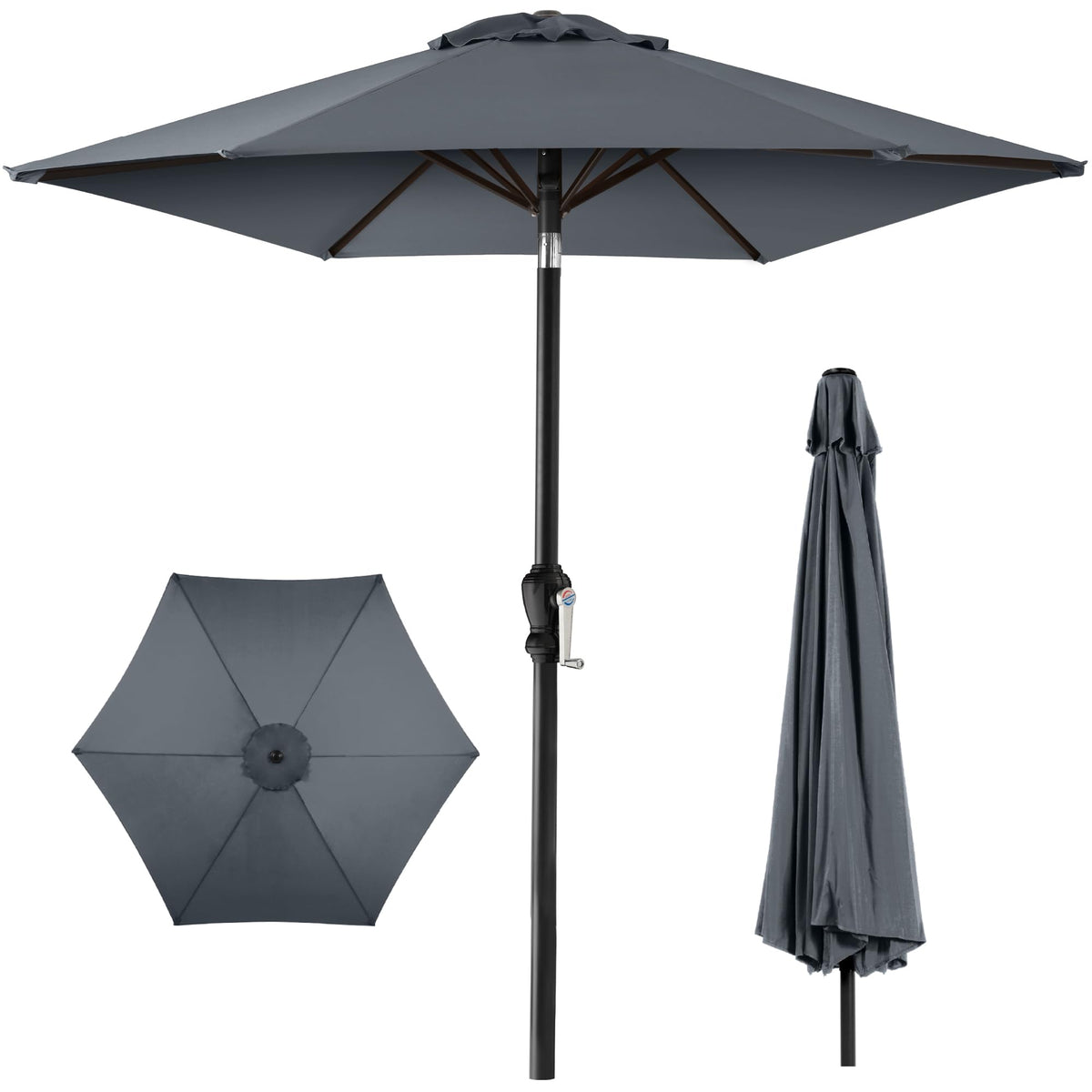 Best Choice Products 10ft Outdoor Patio Umbrella, Outdoor Table Umbrella, Yard Umbrella, Market Umbrella with 6 Sturdy Ribs, Push Button, Tilt and Crank - Sand