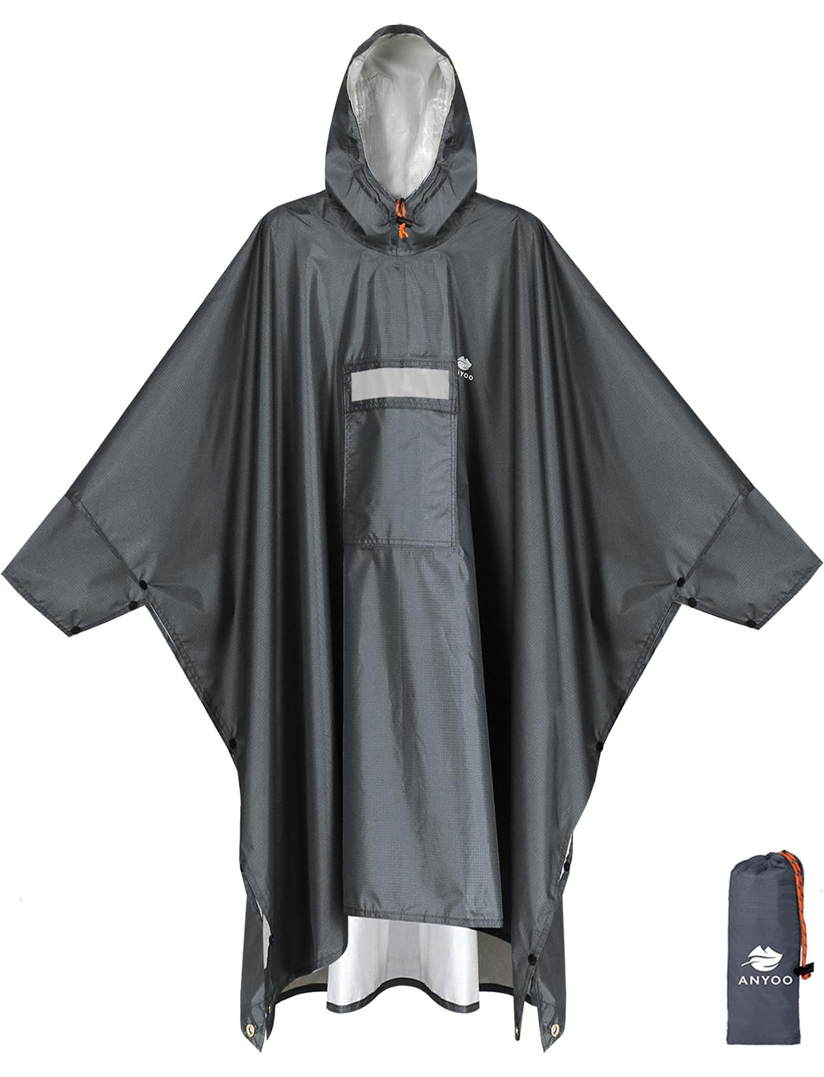 ANYOO Hooded Rain Poncho for Adult Waterproof Lightweight Raincoat | Reusable Rain Jacket for Men Women Portable Pouch & Packable Design,Emergency Travel Rain Ponchos for Outdoor Hiking Camping