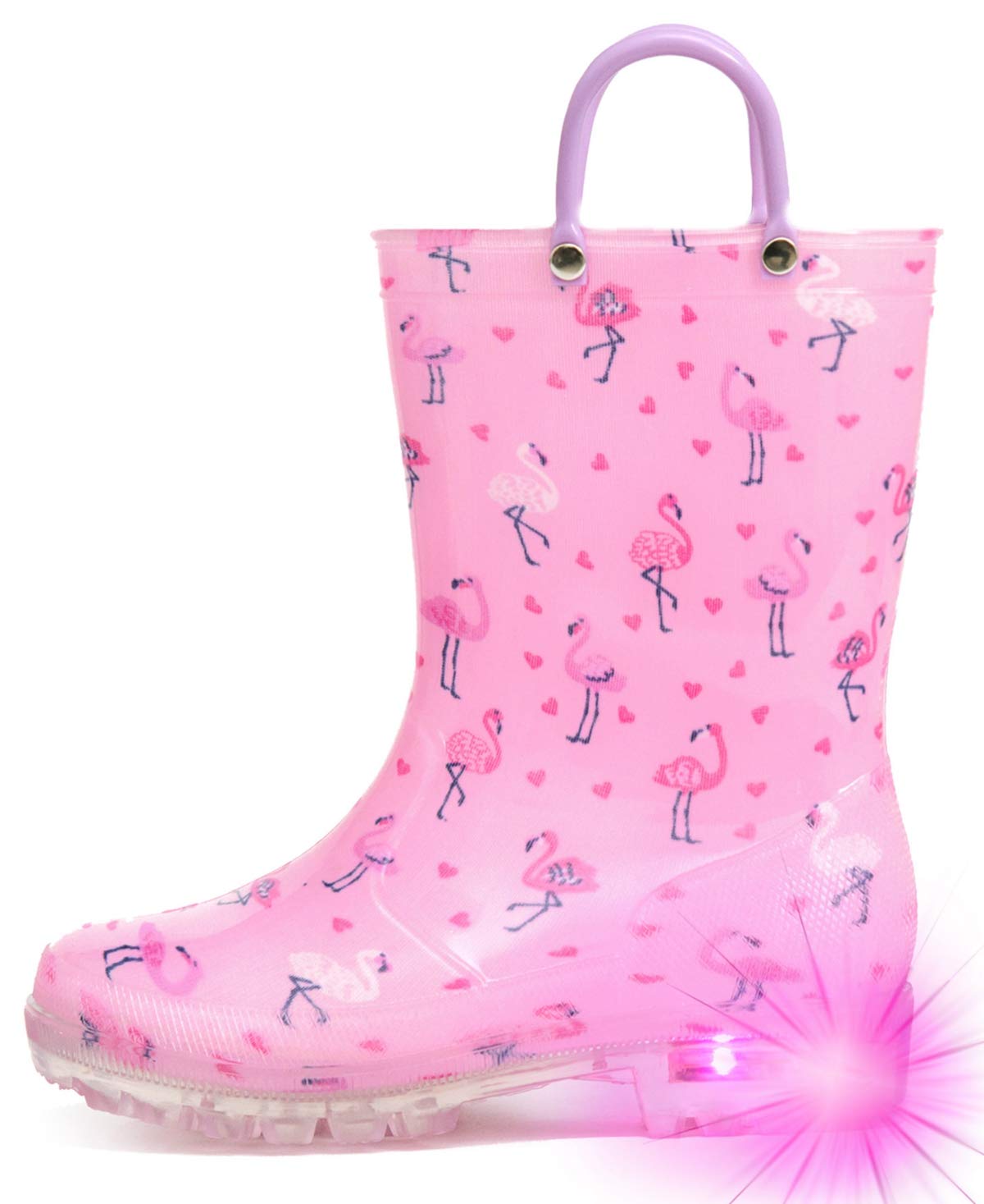 HugRain Light Up Rain Boots for Little Kids