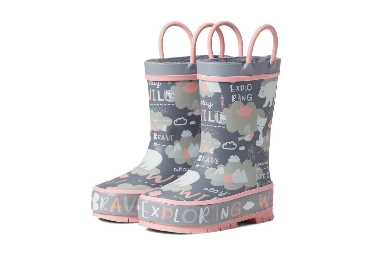 Western Chief Boys Waterproof Printed Rain Boot with Easy Pull On Handles