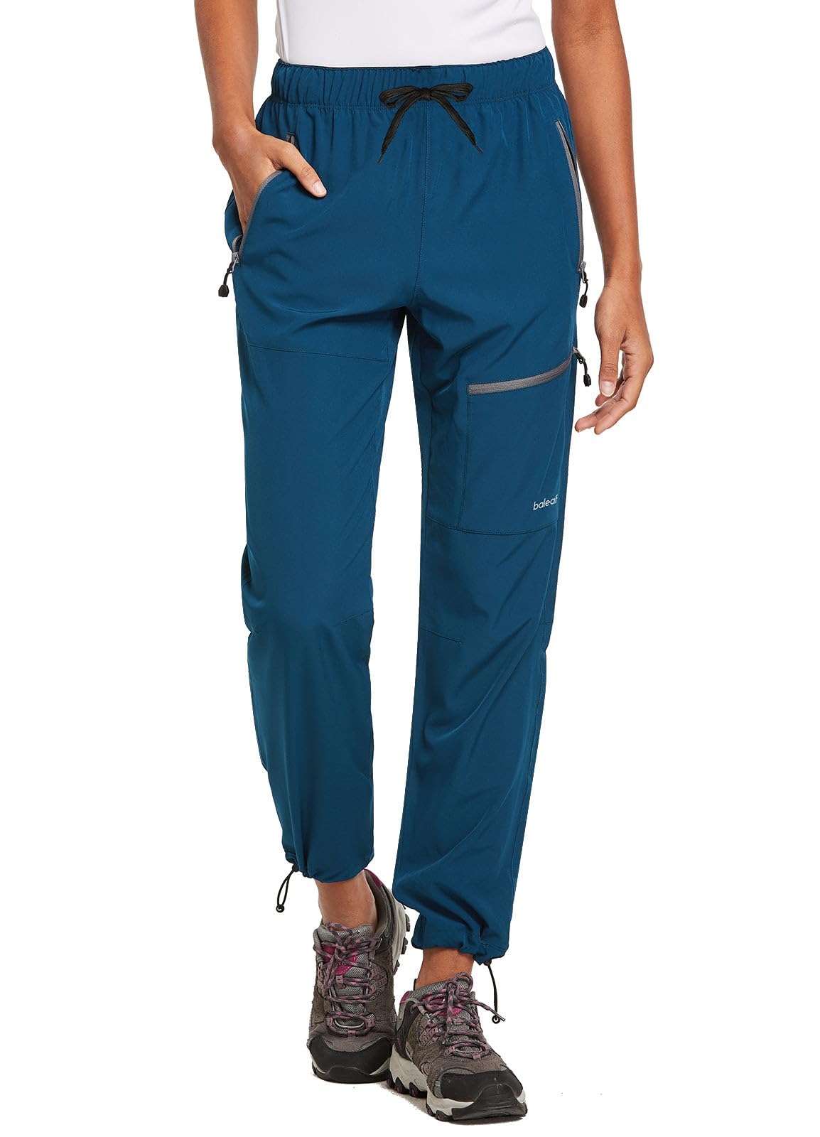 baleaf Women's Hiking Pants Quick Dry Lightweight Water Resistant Elastic Waist Cargo Pants for All Seasons | Petite/Reguar/Tall sizing,Zip Pockets, Water Resistant,breathable Cargo Pants for Travel Camping