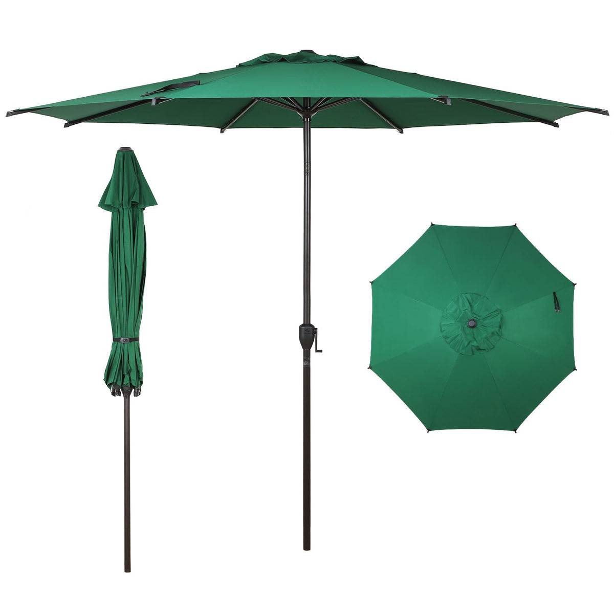 Abba Patio 9FT Lyon Outdoor Patio Umbrella Outdoor Table Umbrella with Push Button Tilt and Crank Market Umbrella 8 Sturdy Ribs UV Protection Waterproof for Garden Deck Backyard Pool, Black & Ivory