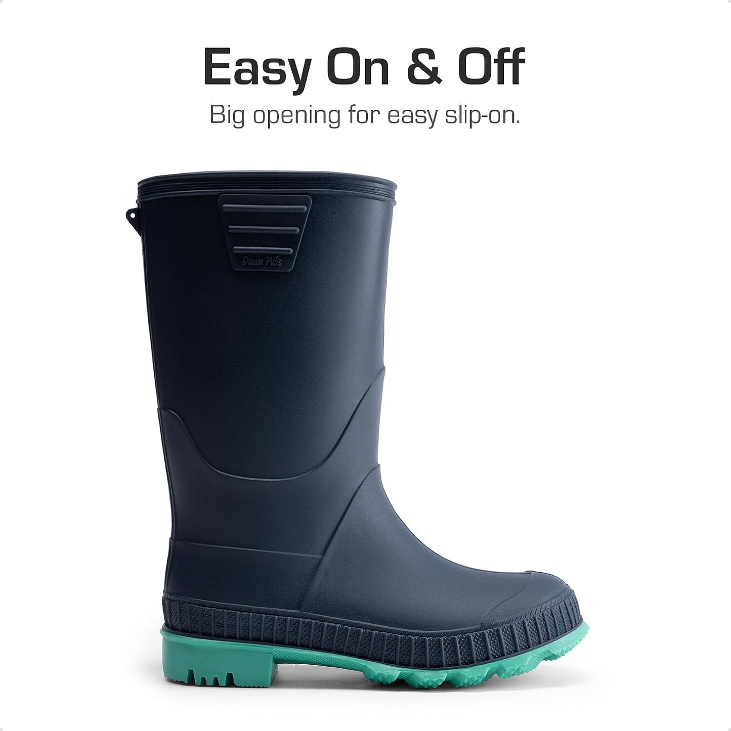 DREAM PAIRS Kids Waterproof Outdoor Rain Boots | Lightweight,Non-Slip Outsole,Easy-On,Unisex Boys Girls,Outdoor Puddle Rainy Day Play
