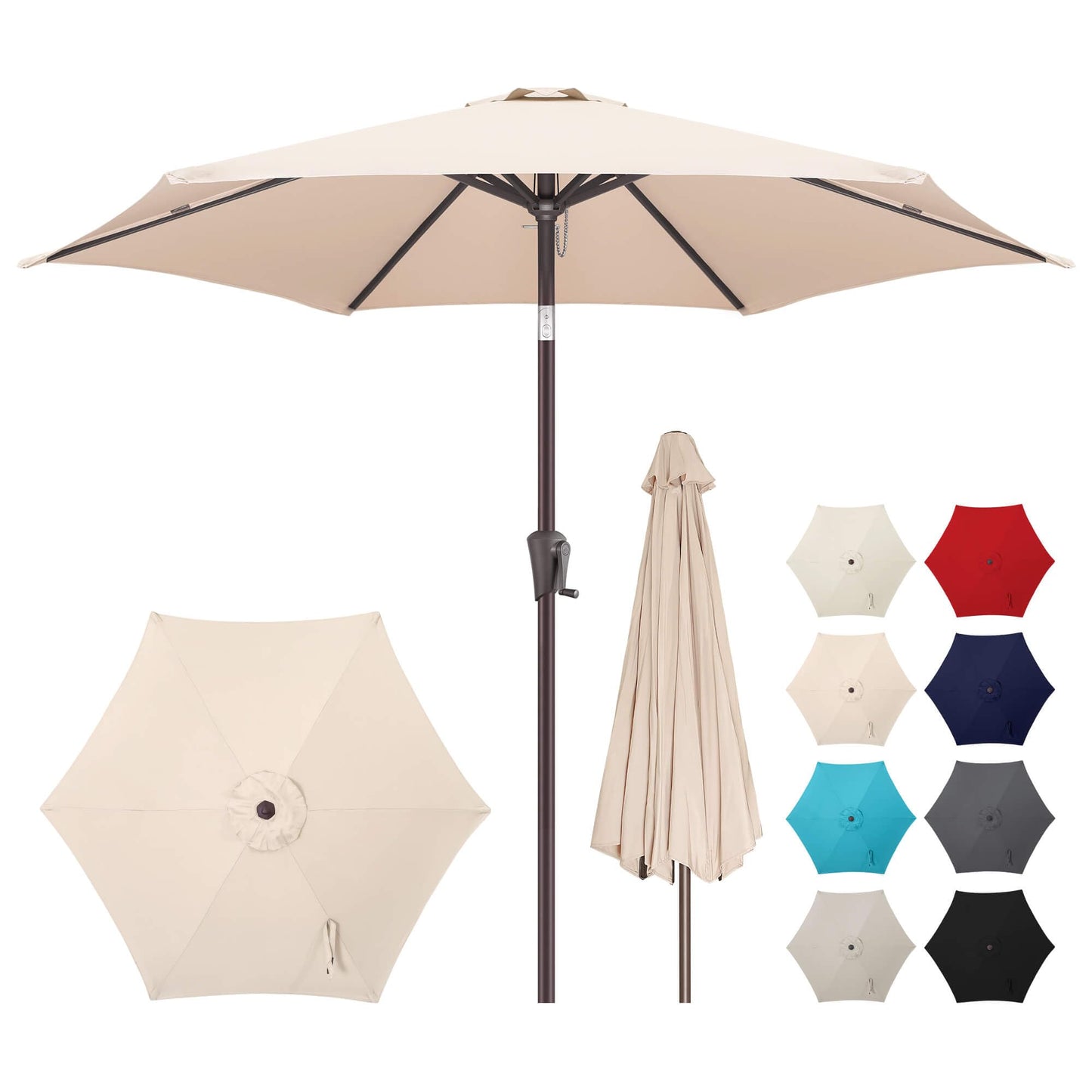 Patio Umbrella Rectangular with Button Tilt, 6.5 x 10ft Ivory | Waterproof UV Protection, Rectangle Porch Deck Umbrella for Pool, Table, Garden, Backyard, Provides Shade