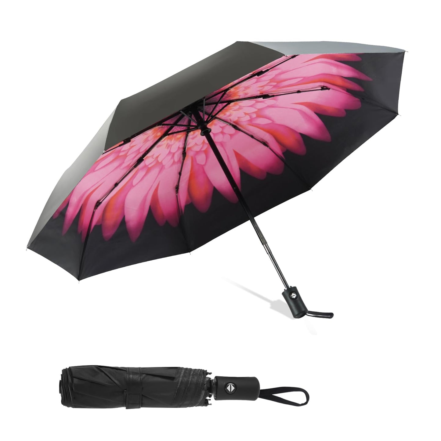 SY COMPACT Travel Umbrella - Windproof Automatic Compact Umbrellas for Rain | Small & Portable, UV Sun Protection, 11" Folded Travel Size, Fits in Backpack & Car, for Walking & Commutes, Factory Direct