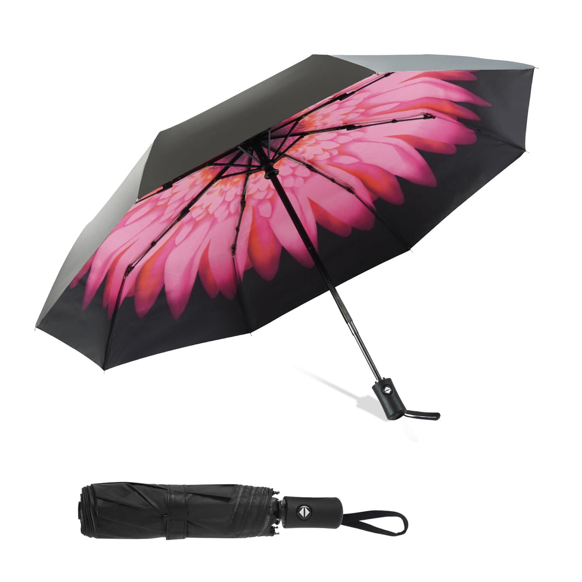 SY COMPACT Travel Umbrella - Windproof Automatic Compact Umbrellas for Rain | Small & Portable, UV Sun Protection, 11" Folded Travel Size, Fits in Backpack & Car, for Walking & Commutes, Factory Direct