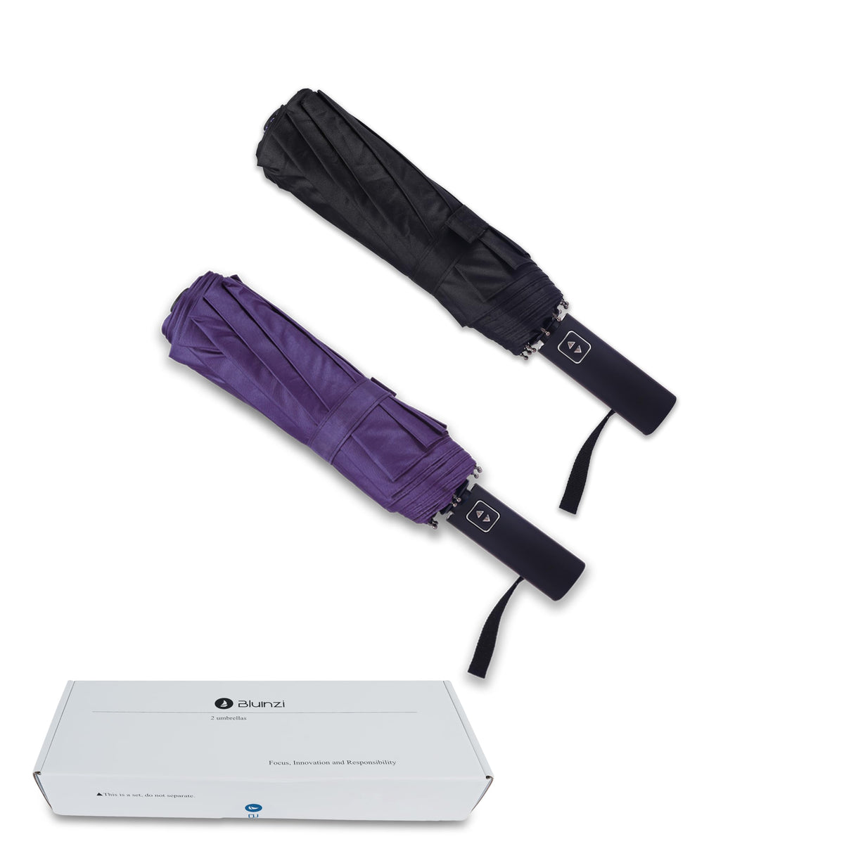 Bluinzi 2 Pack 46 Inch Compact Umbrellas for Rain, Travel, Double 10-rib | Better Value: 2 Pack 46 Inch Umbrellas, Travel Size, Simple and Durable, Small Portable Auto Windproof
