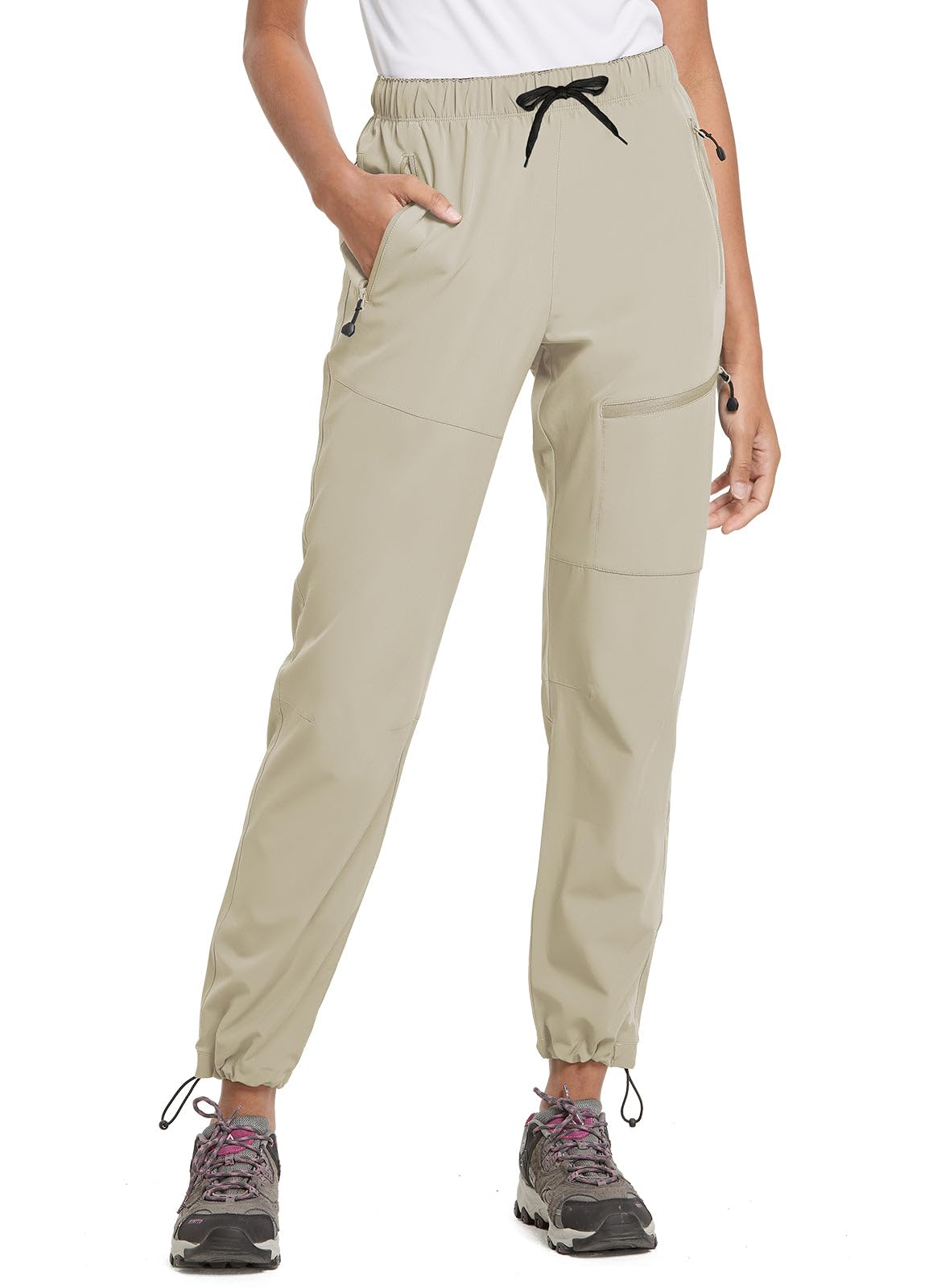 baleaf Women's Hiking Pants Quick Dry Lightweight Water Resistant Elastic Waist Cargo Pants for All Seasons | Petite/Reguar/Tall sizing,Zip Pockets, Water Resistant,breathable Cargo Pants for Travel Camping